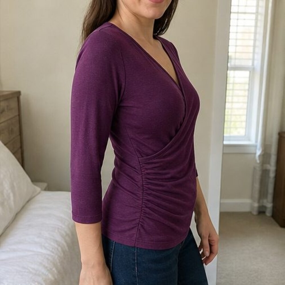 Burgundy Ruffle Blouse - Picture 3 of 6
